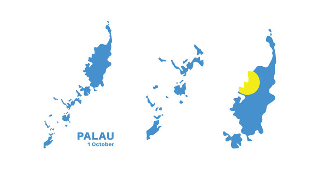 palau flag and map set. palau flag in official colors and proportions., map
