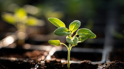 Young green sprout and plant symbolizing new life in the garden