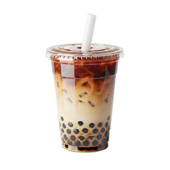 Iced Brown Sugar Bubble Tea in Plastic Cup.