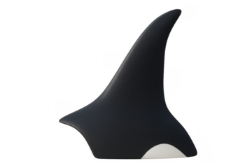 Orca dorsal fin emerging from transparent background