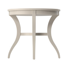 An elegant, minimalist round table. The table is a creamy white and its design is simple and stylish
