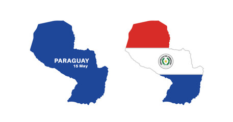 paraguay flag and map set. paraguay flag in official colors and proportions., map