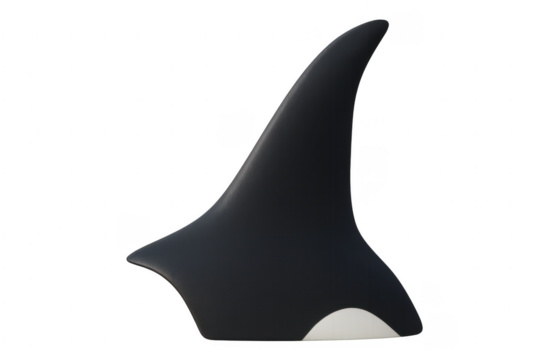 Orca dorsal fin emerging from transparent background