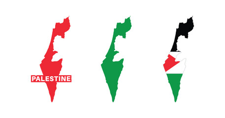 palestine flag and map set. palestine flag in official colors and proportions., map