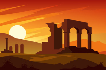 Fototapeta premium sunset light on old ruins