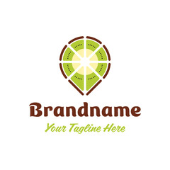Kiwi Fruit Location Pin Logo, symbolizing freshness, discovery, and natural destination