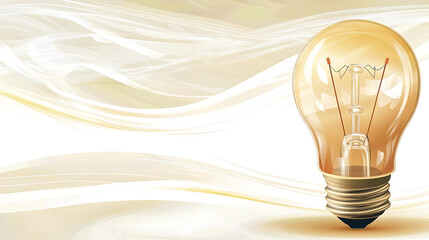 Warm lightbulb on flowing, light background