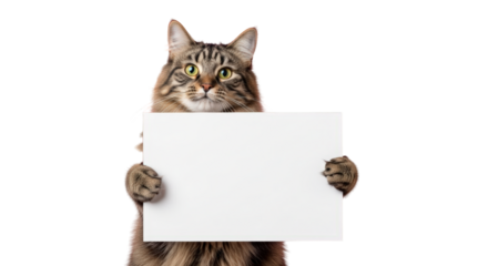 A cat holding blank sign 1. featuring cat, feline, animal. This image is ideal for use in various financial contexts.