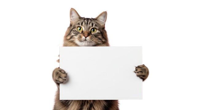 A cat holding blank sign 1. featuring cat, feline, animal. This image is ideal for use in various financial contexts.