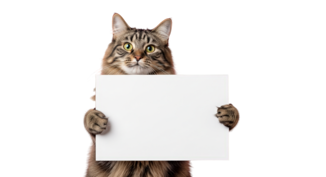 A cat holding blank sign 1. featuring cat, feline, animal. This image is ideal for use in various financial contexts.
