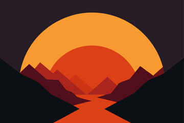 Obraz premium sunset through mountain pass