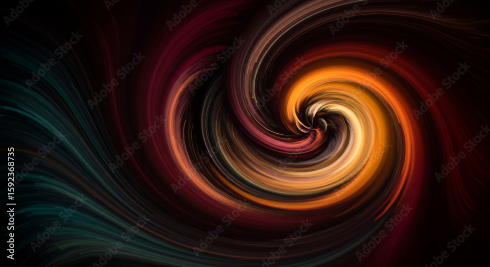 Poster Abstract swirl of vibrant colors creating a dynamic and mesmerizing visual effect on dark background
