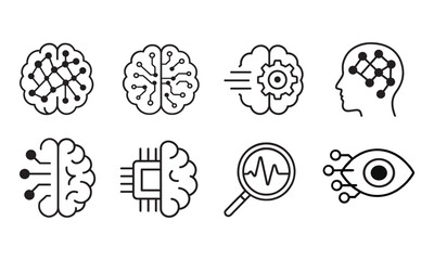 AI, Artificial Intelligence, Analysis Icon related linear icon collection. Technology vector illustration.