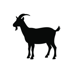 Silhouette of a standing goat with horns and beard