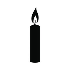 Simple black silhouette of a lit candle