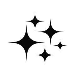 Black sparkle starbursts on a white background