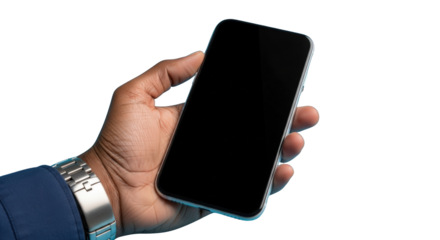 A hand holding smartphone with blank screen. featuring smartphone, phone, mobile. This image is ideal for use in various financial contexts.