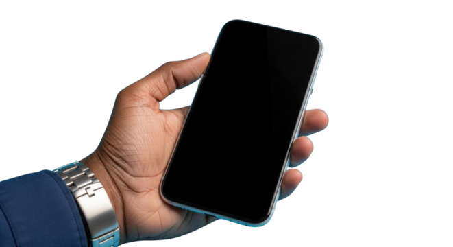 A hand holding smartphone with blank screen. featuring smartphone, phone, mobile. This image is ideal for use in various financial contexts.