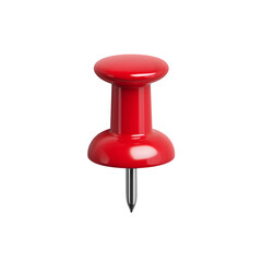 Red pushpin centered on white background, minimal style, on isolated transparent background