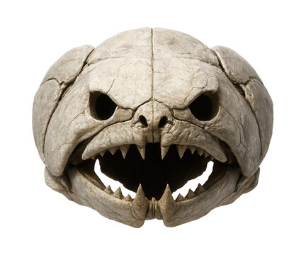 Dunkleosteus skull with prominent bony plates and sharp jaw structure