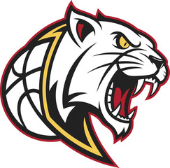 Angry Panther Basketball Logo Vector Illustration Wild Cat Mascot Design for Sports Team Poster T Shirt Sticker Branding Template