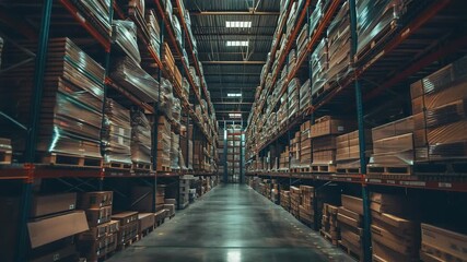 The aisle of a overfilled warehouse that goes on forever, Generative AI Videos. - Powered by Adobe