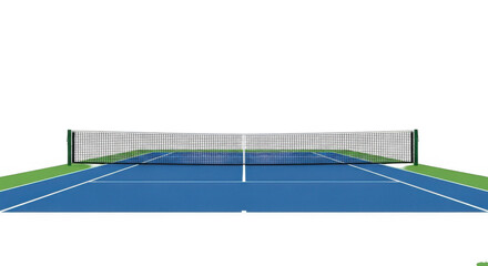 Tennis Court Net Grass Blue Surface Green Field PNG
