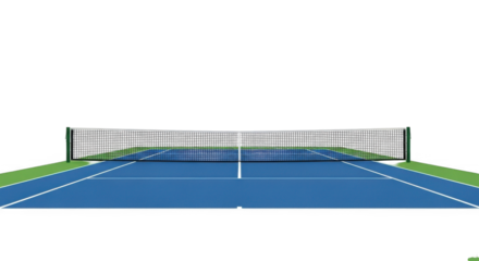 Tennis Court Net Grass Blue Surface Green Field PNG