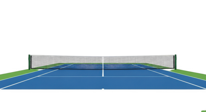 Tennis Court Net Grass Blue Surface Green Field PNG