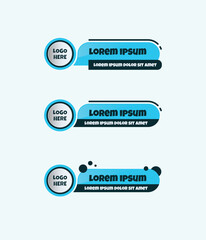 A modern, editable vector lower third featuring a bright blue and deep teal color scheme.