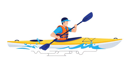 Man Kayaking on Water PNG