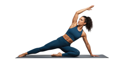 Athletic Woman Performing Yoga Side Plank Pose PNG Exercise Fitness Strength Balance Workout Healthy Lifestyle
