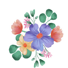 Wedding floral Purple flower watercolors style decoration 