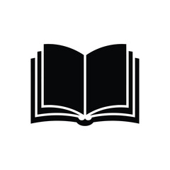 Open book silhouette icon for learning and knowledge