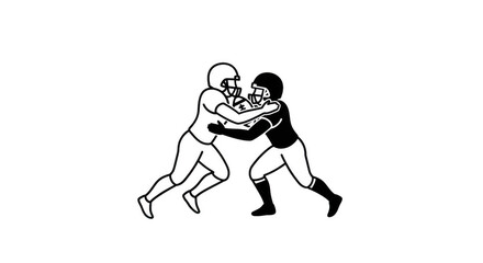 Fototapeta premium American Football Players Clash PNG Illustration
