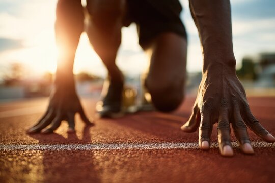 Close-up runner preparing for start