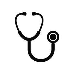Simple black icon of a medical stethoscope