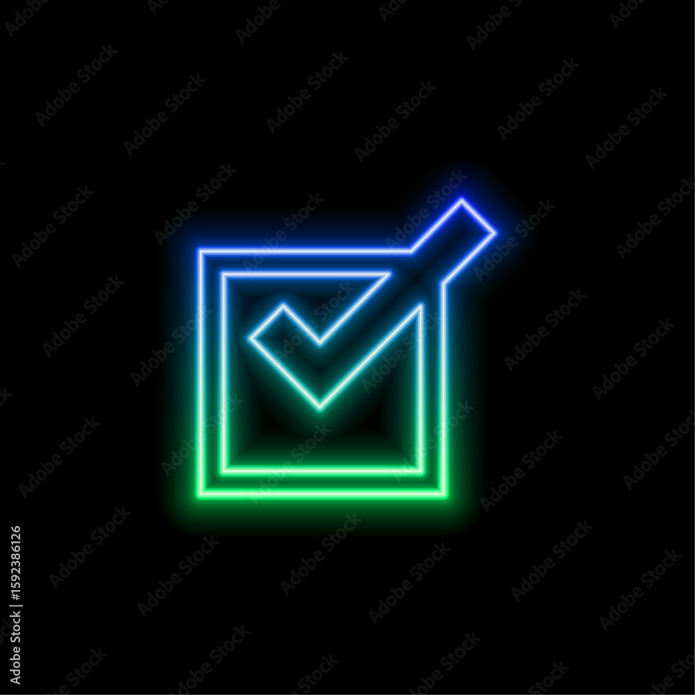 Aufkleber blue check mark icon vector design, profile verified badge.neon style.set of check marks and cross s