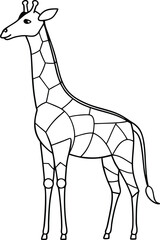 a giraffe one line art with transparent background