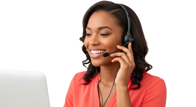 A smiling customer service representative with headset. featuring Customer, service, support. This image is ideal for use in various financial contexts.