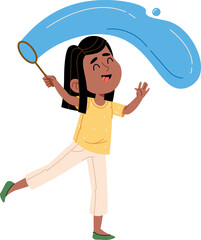 Girl Playing with Soap Bubble