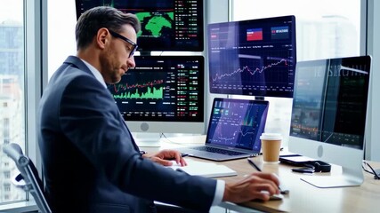 Businessman analyzing financial data - Powered by Adobe