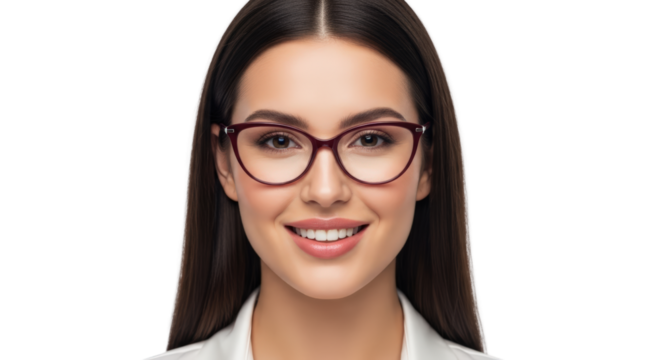 A smiling woman wearing stylish eyeglasses. featuring woman, female, girl. This image is ideal for use in various financial contexts. - Powered by Adobe