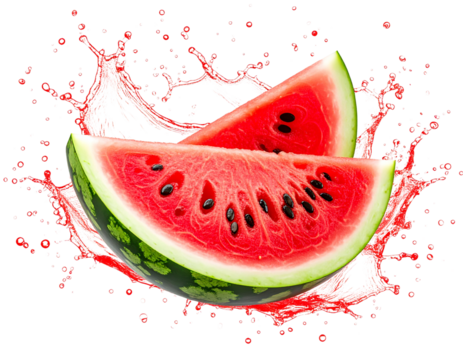  Artistic Watermelon Cubes Arranged Geometrically with Mint Leaves, Isometric View, Isolated on Transparent.