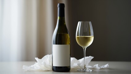 Wine bottle and filled wine glass