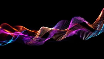 Abstract swirling lines of vibrant color on a black background