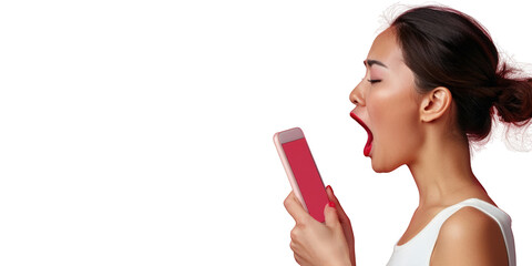 A surprised woman reacting to smartphone content. featuring woman, surprised, shock. This image is ideal for use in various financial contexts.