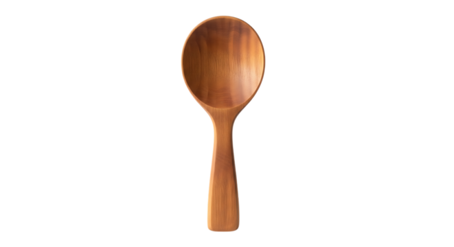 A single wooden spoon with a smooth finish isolated on transparent background - Powered by Adobe