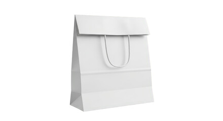 A white paper bag isolated on white. featuring bag, paper, white. This image is ideal for use in various financial contexts.