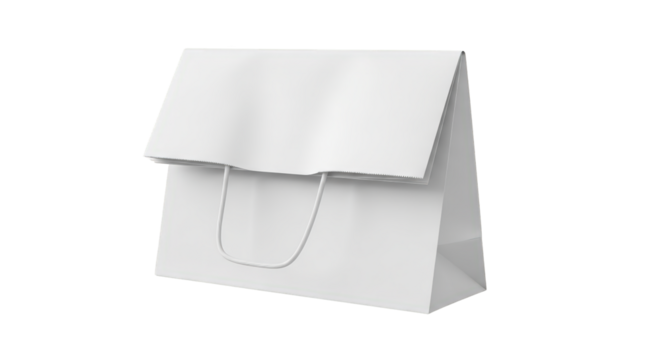 A white paper shopping bag isolated. featuring bag, paper, white. This image is ideal for use in various financial contexts.